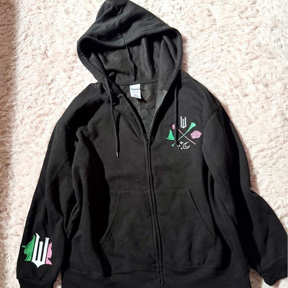 Wicked Embroidered Broadway Musical Quirky Casual Cozy Zip Jacket Womens XXL